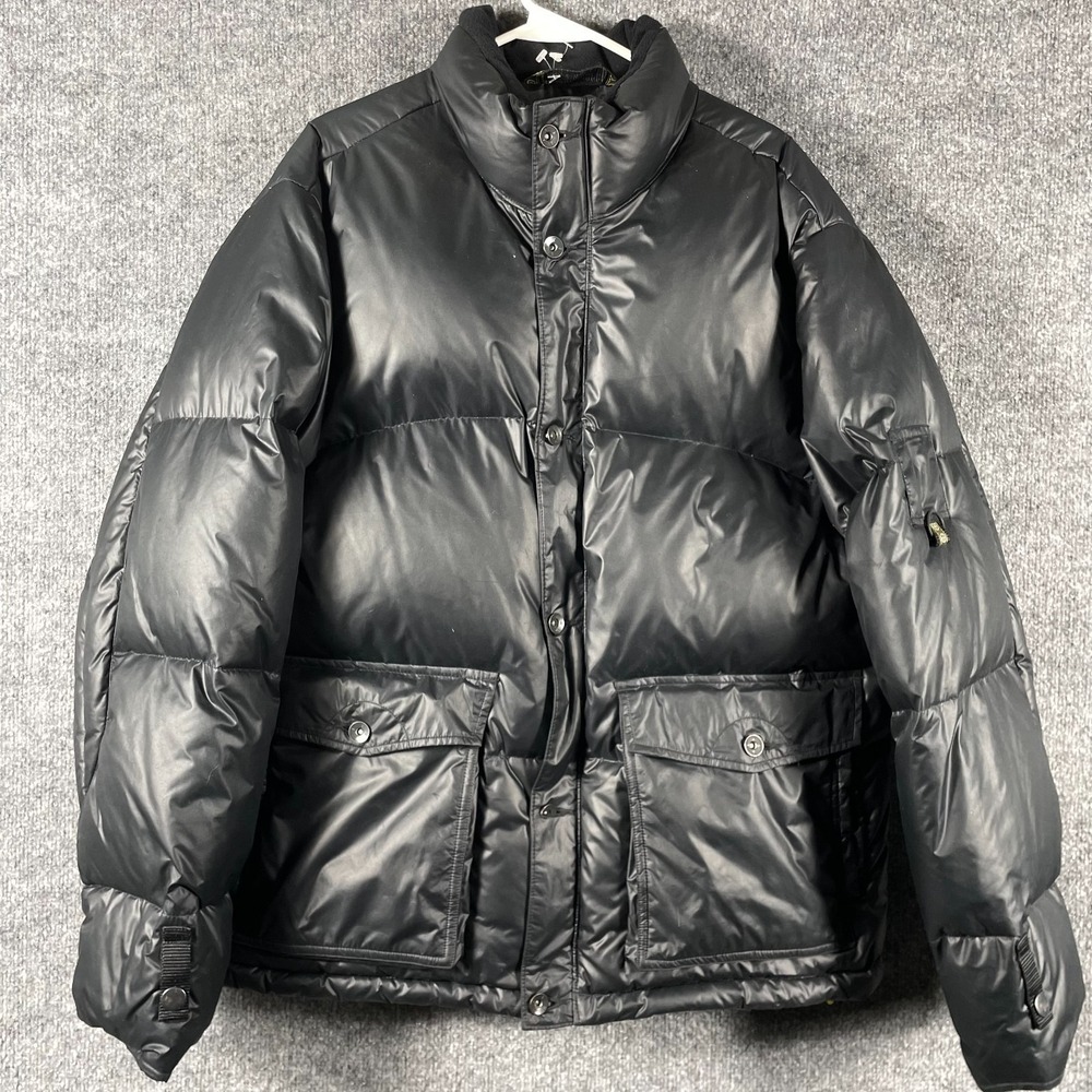 VTG Gap Jacket Mens Large Black Feathers Down Puffer Full Zip Y2K‎ Heavyweight